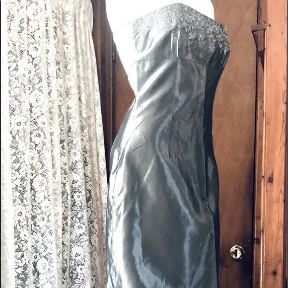 Shelli Segal Laundry silver grey backless strapless gown Cruise Prom Wedding 4 - Picture 3 of 13